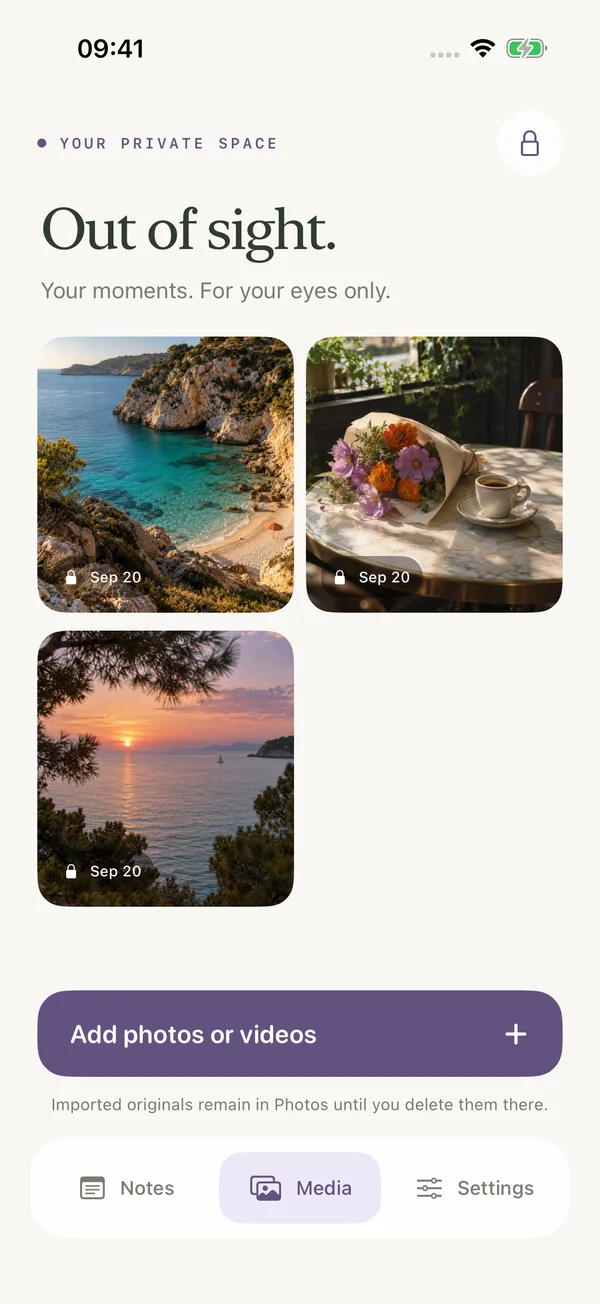 Notig’s private media gallery with sample travel photos